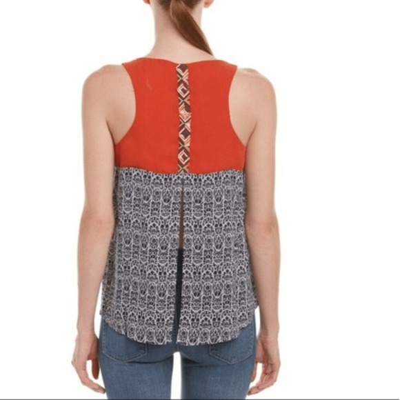 ANTHROPOLOGIE THML Mixed Print Embroidered Split Back Sleeveless Top EUC Small - Picture 5 of 8